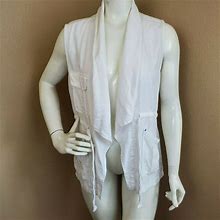 SANCTUARY Clothing White Linen Blend Drape Front Cardigansize M