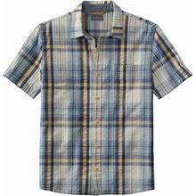 L.L.Bean | Men's Signature Seersucker Madras Shirt, Slightly Fitted, Short-Sleeve Bright Mariner XXXL, Cotton