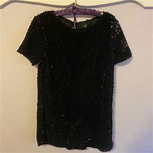 Windsor Dresses | Windsor Black Sequin Short Sleeve Mini Dress | Color: Black | Size: S