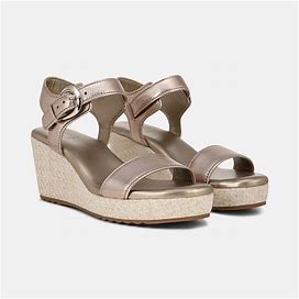 Naturalizer Stella Wedge Sandals, Warm Silver Leather, 6.5m | Open Toe