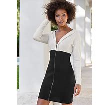 Women's Color Block Corset Dress - Black & White, Size L By Venus