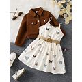 Young Girl Flap Detail Jacket & Butterfly Print Cami Dress,4Y
