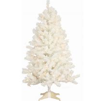 4 ft Full Flocked Prelit Artificial Christmas Tree, White (Open Box) ,