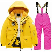 Qiyuancai Toddler Outfits Children's Ski Suit Multi Pocket Jacket And Pants Kid Winter Windbroof Snowboarding Winter Warm Snow Suits Unisex Kid Clothe