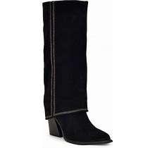 Nine West Women's Rimepy Fold Over Cuff Dress Boots - Black Suede - Size 6.5m