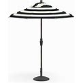 Outdoor 6' Round Umbrella With Aluminum Bronze Tilt Pole, Sunbrella(R) Navy/White Stripe | Pottery Barn