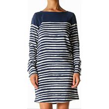 Vince Dresses | Vince Navy/White Striped Longsleeve Shirt Dress Xs | Color: Blue/White | Size: Xs