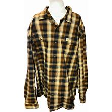 Carhartt Shirts | Men Carhartt Loose Fit Heavyweight Flannel Long-Sleeve Plaid Shirt 2Xl Xxl | Color: Brown/Tan | Size: Xxl