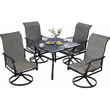 VEVOR Patio Dining Set,Outdoor Furniture Table And Swivel Chairs Set,For Lawn, Deck, Backyard
