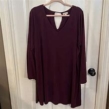 Wine Colored Bell Sleeve Dress | Color: Purple | Size: 2X