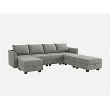 HONBAY Sectional Sleeper Sofa Living Room Sets Sofa Couch U Shaped Storage Sofa U1