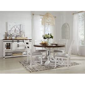 Ashley Valebeck Brown And White Round Dining Room Set, White/Brown Transitional Sets From Coleman Furniture