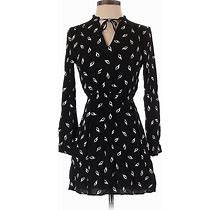 H&M Casual Dress - Mini Tie Neck Long Sleeves: Black Dresses - Women's Size 0