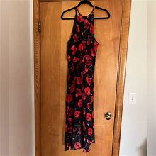 Premier Amour Dresses | Poppy Floral High-Low Dress | Color: Black/Red | Size: 14