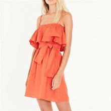 Anthropologie Dresses | Faithfull The Brand | Beachwood Ruffle Linen Dress | Small | Color: Orange/Red | Size: 4