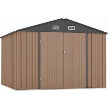 10x8 ft Outdoor Metal Storage Shed Steel Utility Tool House With