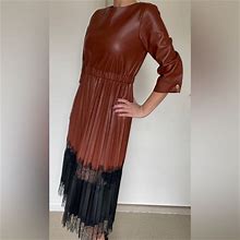Zara Dresses | Zara Leather Dress | Color: Black/Brown | Size: S