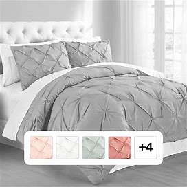 Swift Home Pintuck Comforter And Sham Set- Full/Queen Grey