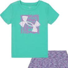 Under Armour Little Girls Logo Lock T-Shirt And Skort Set - Radial Turquoise