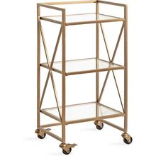 Kate And Laurel Blex 2-Shelf Glass And Metal Rolling Bar Cart