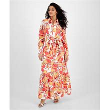 Rachel Rachel Roy Women's Pru Floral Maxi Shirt Dress - Coral Blossom - Size 2