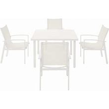 Cooper Springs White 5-Piece Aluminum Commercial Grade Sling Outdoor Dining Set