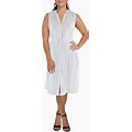 VINCE Womens Linen Blend Calf Midi Dress White