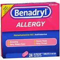 Benadryl Allergy Relief, 25 Mg Strength, Diphenhydramine Hcl, Tablet, 24 Count