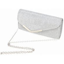 Yuanbang Women's Silver/Light Evening Bag Elegant Shoulder Chain Metallic Woven Clutch Bag