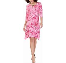 NY Collection Women's Petite Embellished Tie-Dyed Dress (PS, Pink Tiebreeze)