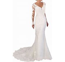 JAEDEN Wedding Dress Lace Boho - Long Sleeves Mermaid Wedding Dresses For Bride