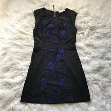 Loft Dresses | Loft Paisley Lace Crochet Panel Sheath Dress | Color: Black/Blue | Size: 2