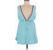 ASOS Casual Dress - Mini Plunge Sleeveless: Blue Print Dresses - Women's Size 8