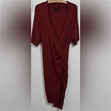 Banana Republic Dresses | Banana Republic Rust Colored Soft Knit Viscose Ruched Dress Size Petite Xs | Color: Red | Size: Sp
