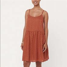 Loft Dresses | Nwt Ann Taylor Loft Dress Spaghetti Strap Swingy Flowy Swiss Polka Dot Rust Xl | Color: Brown/Orange | Size: Xl