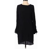 H&M Casual Dress Crew Neck Long Sleeve: Black Solid Dresses - Women's Size 2