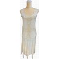 Swee Lo 100% Silk Sequined Roaring 20'S Flapper Dress M Petite Ivory Prom Formal