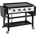 Royal Gourmet GB4002 4-Burner Flat Top Gas Grill With Folding Side Tables, 36-Inch Propane Griddle Station For Outdoor BBQ Events, Camping And