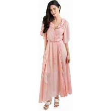 Amour Amour Ruffled Midi Dress, Women's, Size: Medium, Med Pink