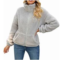 Loopsun Womens Summer Savings Clothing 2023 Winter Coats,Women's Casual Autumn And Winter High Collar Round Neck Long Sleeve Loose Iron Free Zipper So