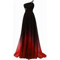 Lemai Long A Line Beaded Gradient Ombre Chiffon Formal Prom Evening Dresses