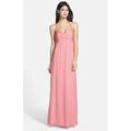 Amsale Chiffon Halter Dress Gown Size 4 $310 Coral Bridesmaids