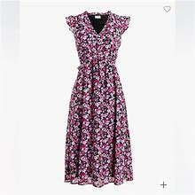 J. Crew Dresses | J. Crew Nwot Petite V Neck Tiered Midi Dress | Color: Black/Pink | Size: 8P