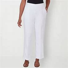 Alfred Dunner Paradise Island Womens Mid Rise Straight Pull-On Pants | White | Petites Short 10 Petite Short | Pants Pull-On Pants | Comfort Waistband