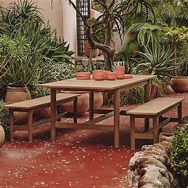 Hargrove Outdoor 76.5 in - 106 in Rectangle Expandable Dining Table, Reef, West Elm