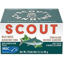 SCOUT Wild Tuna In Garden Herb Pesto | MSC Certified, Responsibly Sourced Seafood Tin | Wild Albacore Tuna In BPA-Free, Recyclable Cans (Pack Of 1 X