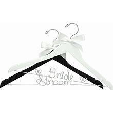 Bride And Groom Hangers 2 Pack, Wedding Hangers, Bridal Hangers, White And Black (White And Black)