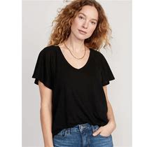Old Navy Oversized V-Neck Linen-Blend Tunic T-Shirt For Women