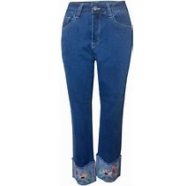 Embroidered Roll Up Pant - Eclair Blue / 10