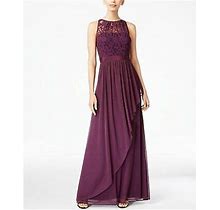 Adrianna Papell 18 Currant Illusion Neck Stretch Lace Gown/Dress $179